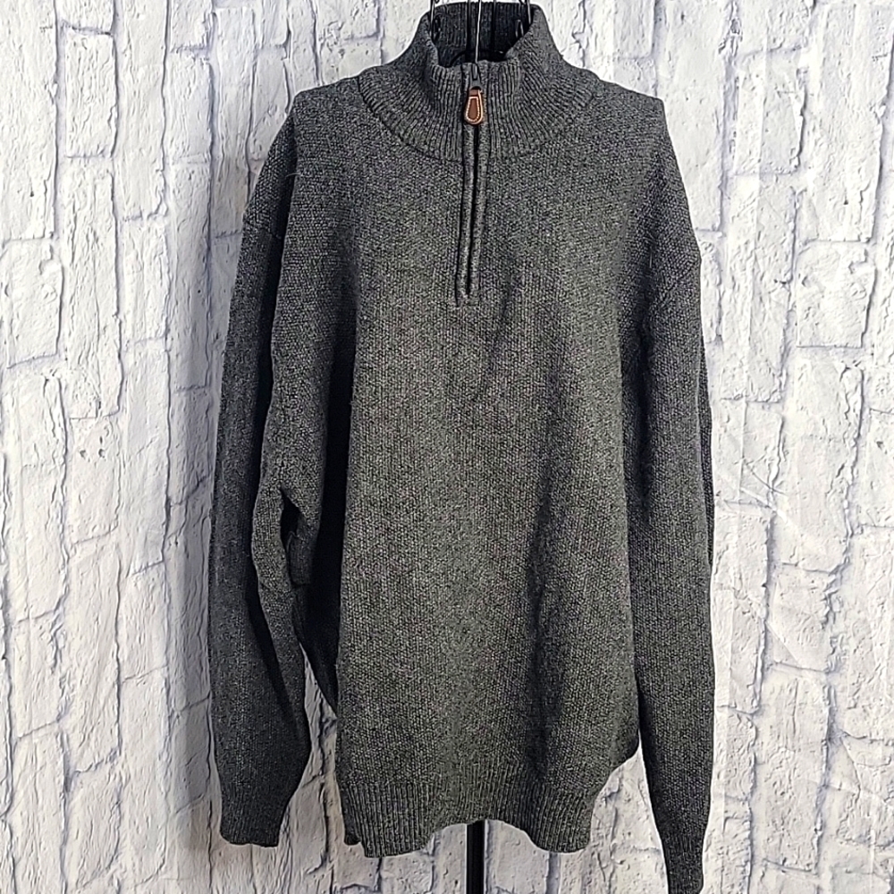 JOSEPH A BANK Dark Gray Men's Lambs‎ Wool 1/4 Zip Sweater XL